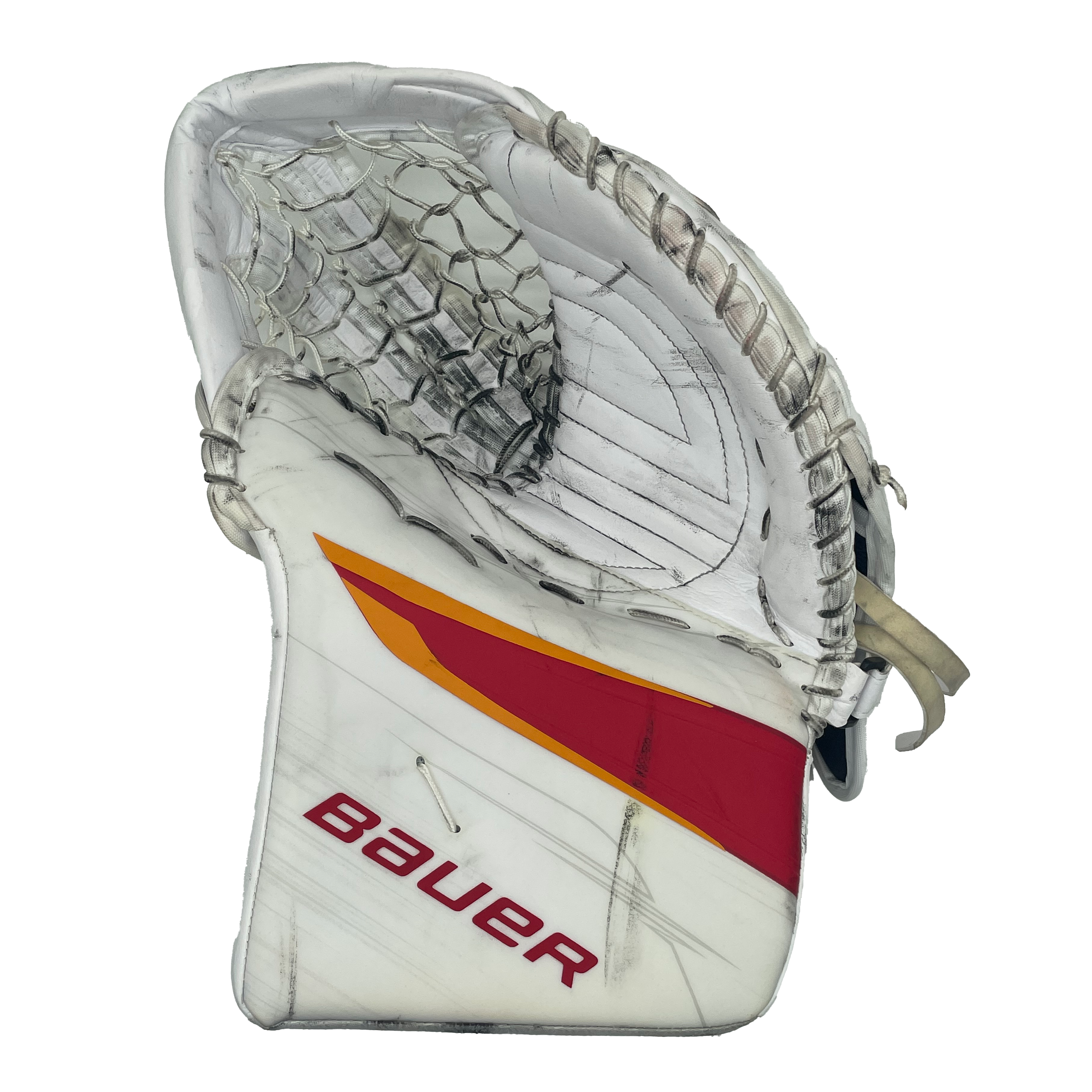 Bauer Vapor Hyperlite 2 - Gant de gardien Pro Stock d'occasion - Jacob Markstrom (blanc/rouge/jaune)